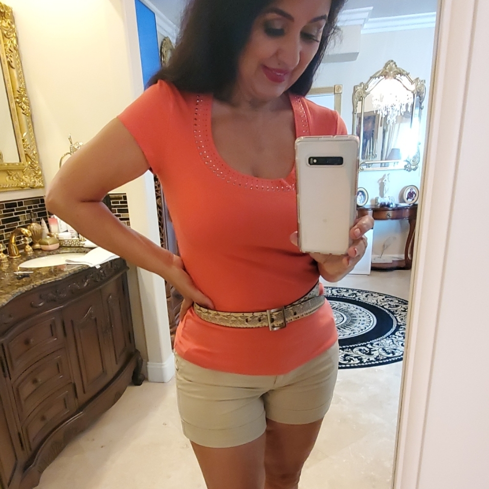 EXPRESS CORAL EMBELLISHED TOP, NEW!